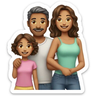 Familia de 2 adultos y dos niñas sticker