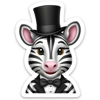 Vintage circus zebra wearing a costume sticker