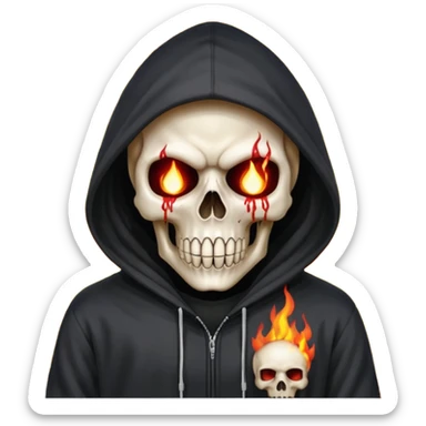 Bro I wanna skull with hoodie on the hoodie has to be on fire and I want matrix blood with the codes and weird numbers spilling out eyes and mouth sticker