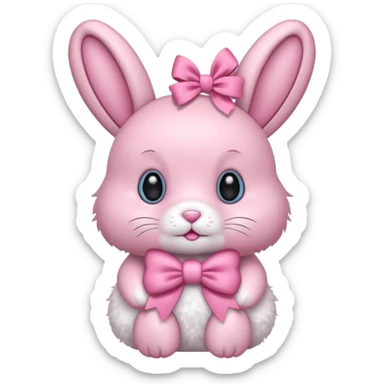 Pink bunny with bows  sticker