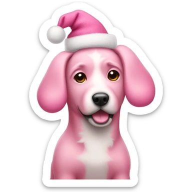 Pink dog with Christmas ear muffs sticker