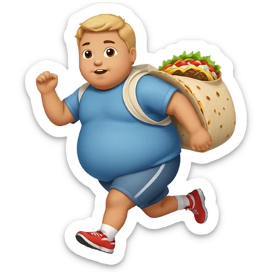  A fat boy run with a burrito sticker