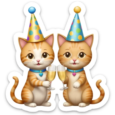 two cats cheers champagne sticker