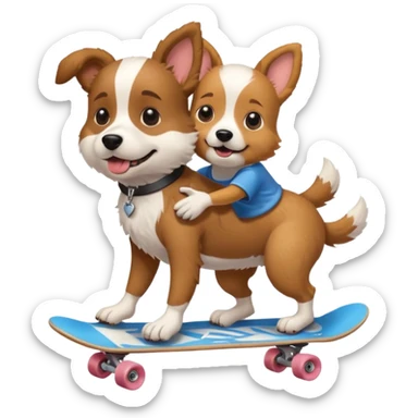 Dog giving a skater a piggyback ride sticker
