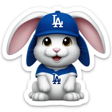 Cute bunny in a dodgers hat sticker