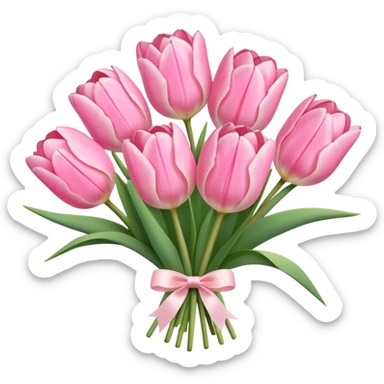Cute baby pink tulip bouquet sticker