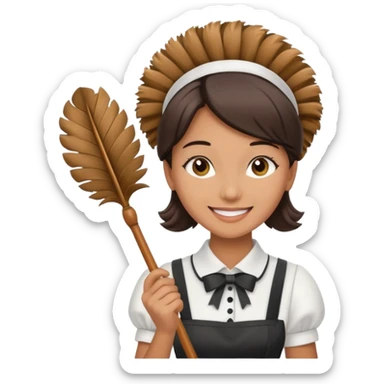Maid with duster sticker