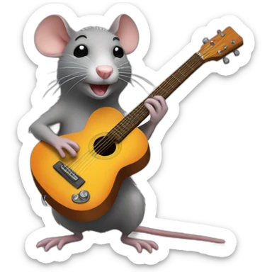 sick rat playing guitar sticker