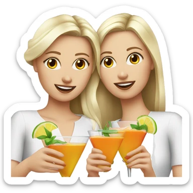 3 white girls drinking cocktails sticker