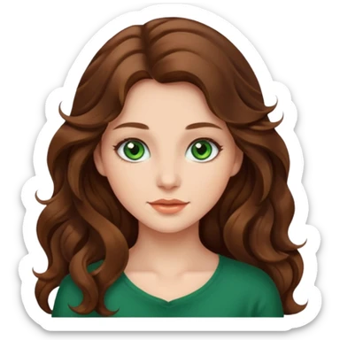Beautiful girl,brown hair,wavy hair，long hair,green eyes sticker