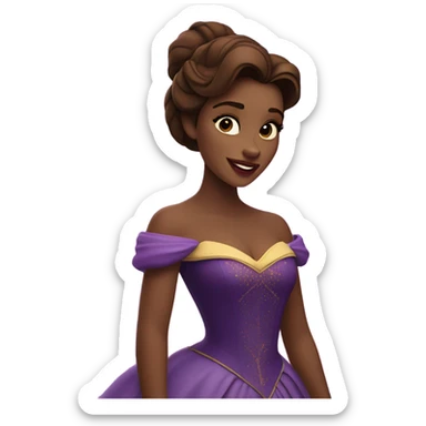 belle from beauty and the beast with a purple night sky sticker