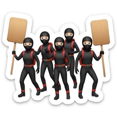Ski mask people wearing black with shields and signs sticker