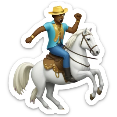disco man riding a horse sticker