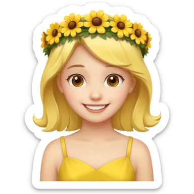 girl with flower crown in yellow dress sticker