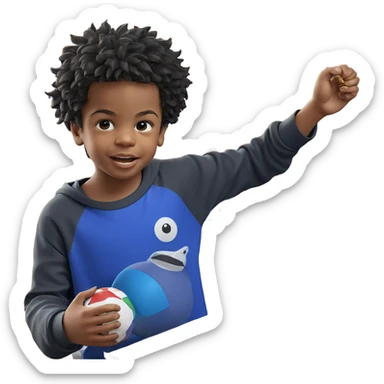 boy with toy indoors sticker