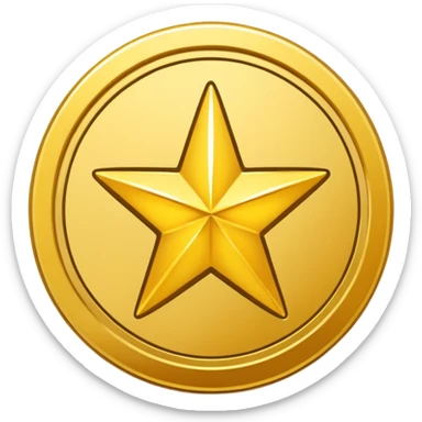Gold star coin emoji in a circle sticker