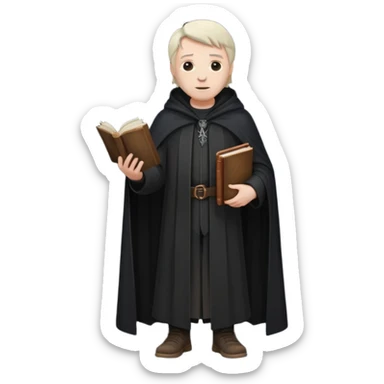 A wandering philosopher in a long black cloak full height sticker