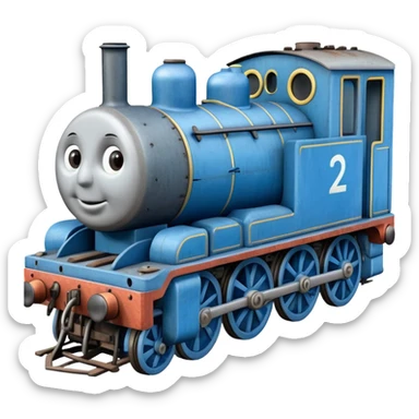 blue tank engine train locomotive sticker