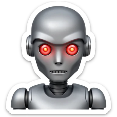 An AI humanoid robot looking evil and looking angry sticker