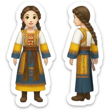 Ukrainian folk costume sticker