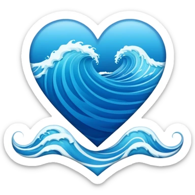 ocean heart with letter A sticker