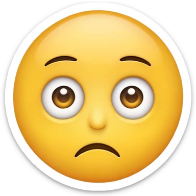 Generate an image of a yellow circle emoji with eyes looking to the side, showing a skeptical or unimpressed expression, but not frowning. sticker