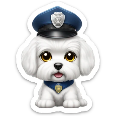 Bichon Maltese working as a police officer sticker