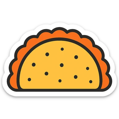 fried pastry icon, simple and bold, minimal color, clear outline sticker