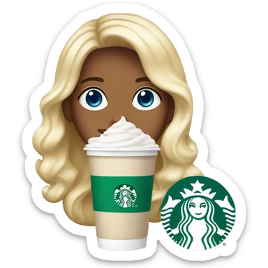 Starbucks cup drink with blonde girl blue eyes  sticker