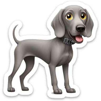 Weimaraner with a punk scared sticker