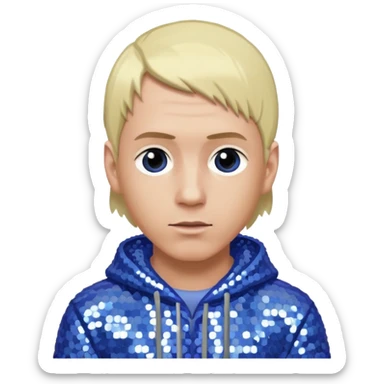 Eminem with blonde hair, periwinkle sequin outfit  sticker