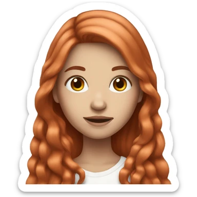A white skinned girl with long copper hair  sticker