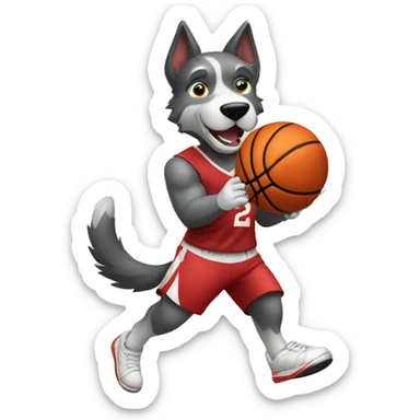 Perro lobo jugando basquetbol  sticker
