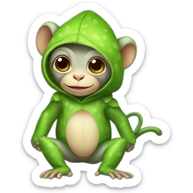 Baby monkey in a frog costume  sticker