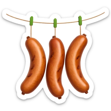 Three sausages on a string.
Apple emoji style sticker