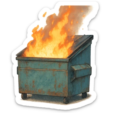 a dumpster fire sticker