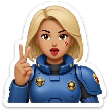 woman space marine crossed out middle finger and face with tongue out wink eye sticker