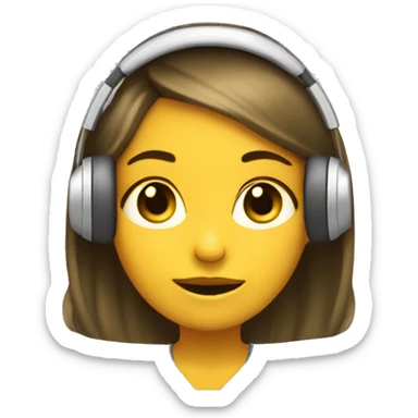 Yellow skinned girl holding headphones on her head ￼ sticker