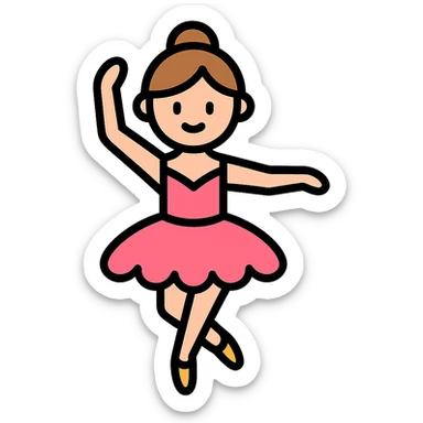 color outline icon of a ballerina girl, clean lines sticker