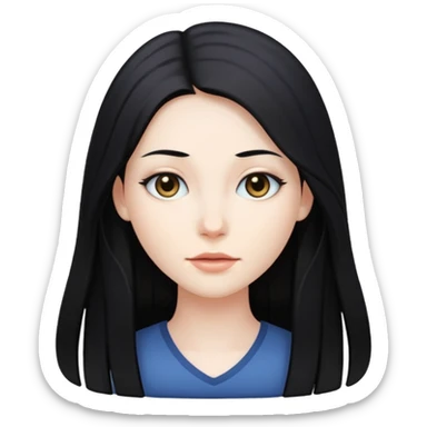 back view, person with sleek long black hair sticker