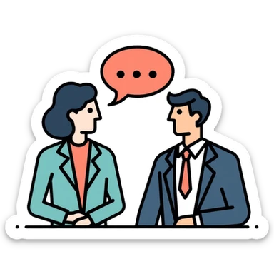 business person talking with client sticker