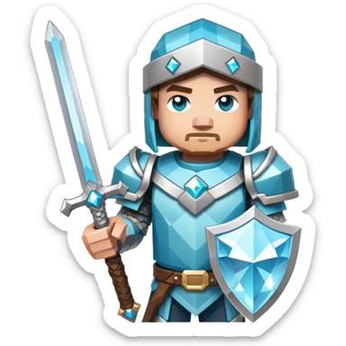 Minecraft Player with Diamond Armor and Diamond Sword sticker