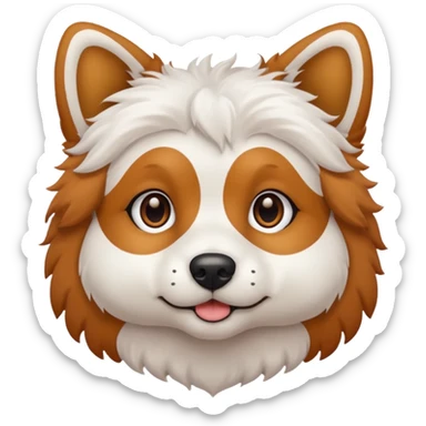 White dog with brown spots on eyes fluffy sticker