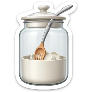 White cooking utensils in a jar sticker