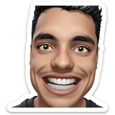 smiling boy with black hair sticker