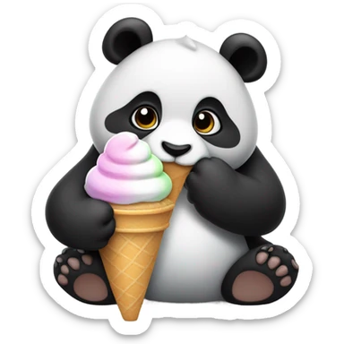 Panda eating ice cream sticker