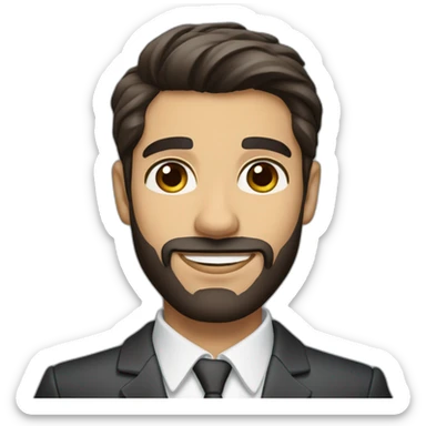 An elegant real estate agent with dark hair, big brown eyes, a well-groomed beard, and a Latino skin tone. sticker
