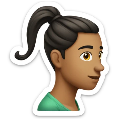 side face with nose and black cheek and a pony tail sticker