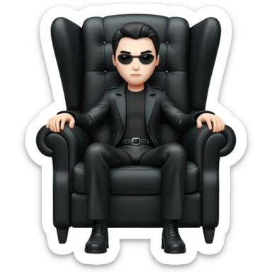 Matrix trinity black leather full body sit on a leather armchair sticker