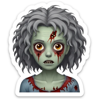Mulher zumbi com pés escura ferimentos e um cabelo crespo sticker